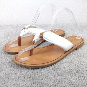 M. Gemi Flip Flop Thong Sandals Womens 39 EU Shoes White Leather Flats
